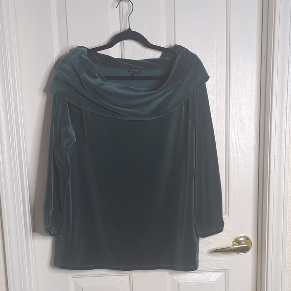 Talbots Sweaters - Talbots Green Velvet Cowlneck Blouse Large *See Last 2 Pics For Actual Color*